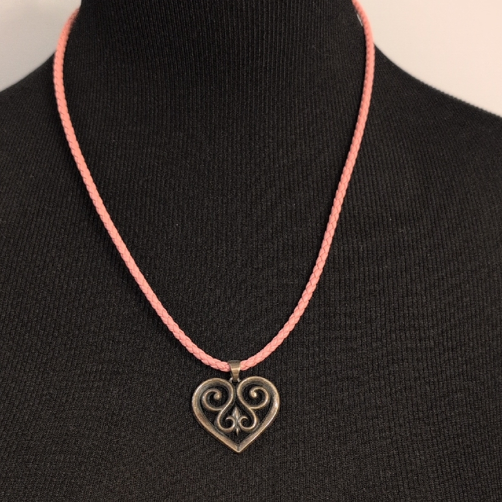 James Avery Silver Heart Pendant With Pink Leather Cord